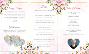 Pink Floral Memorial Trifold Program