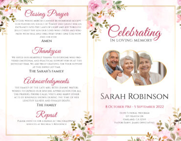 Pink Floral Memorial Program