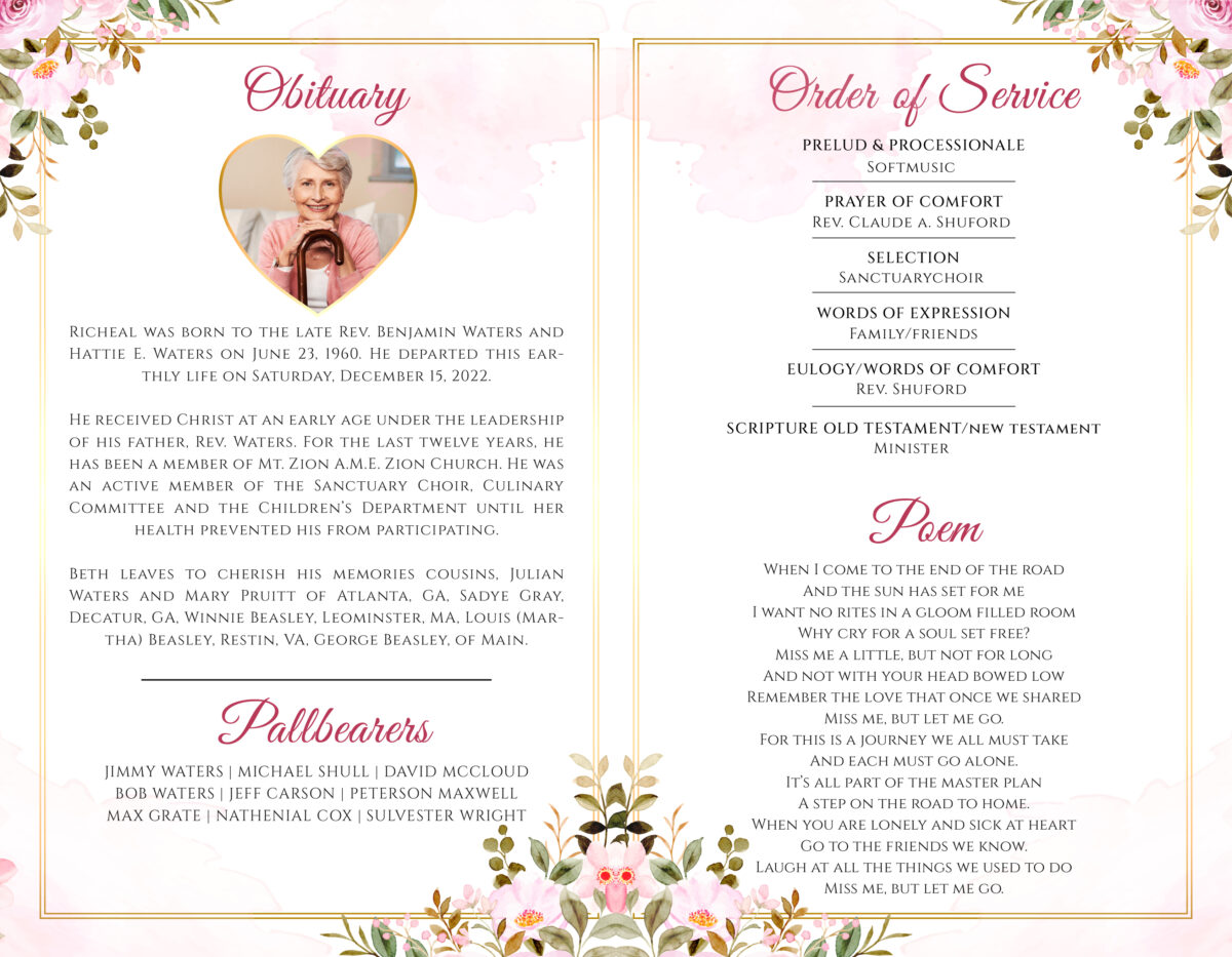 8 Page Funeral Program - 2142 - Memorial Prints - Memorial & Funeral ...