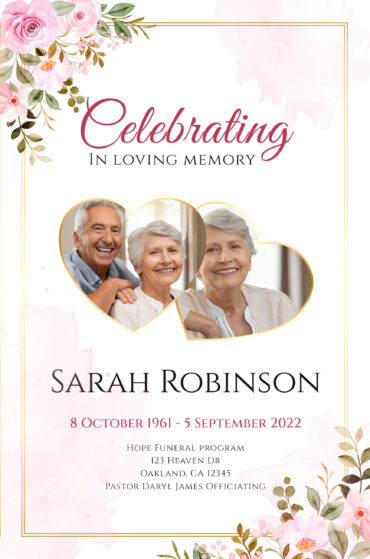 Pink Floral Memorial Program