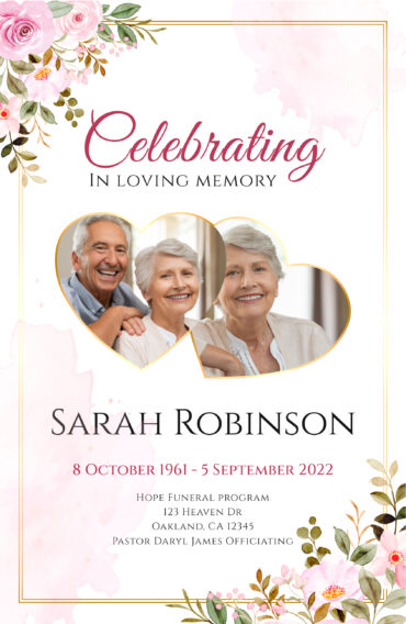 Pink Floral Memorial Program