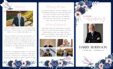 Floral Dragonlfy Memorial Trifold Program