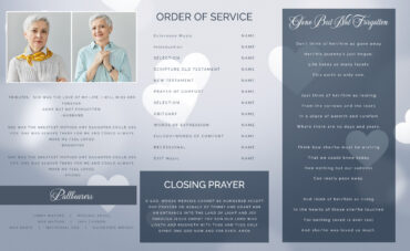 Gray with Hearts Memorial Trifold Program