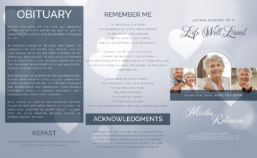 Gray with Hearts Memorial Trifold Program