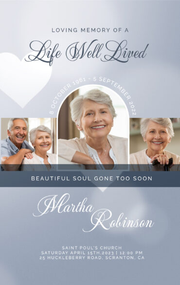 Gray with Hearts Memorial Program