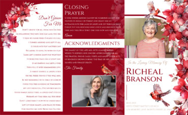Cardinal and Floral Memorial Trifold Program