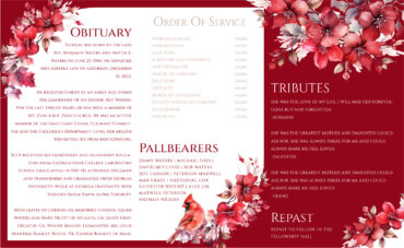 Cardinal and Floral Memorial Trifold Program