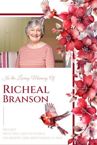 Cardinal and Floral Memorial Poster
