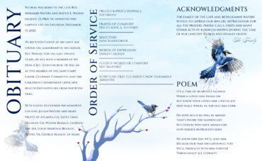 Blue bird Memorial Trifold Program