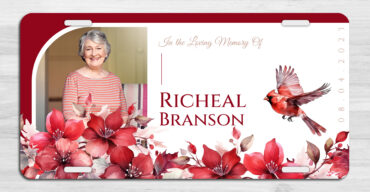 Cardinal and Floral Memorial Car Tag