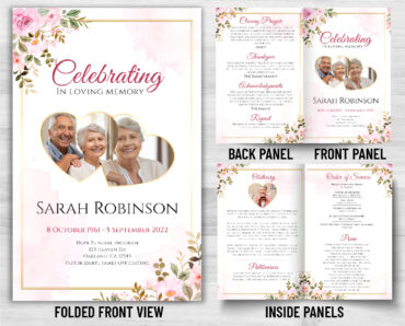 Pink Floral Memorial Program