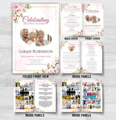 Pink Floral Memorial Program