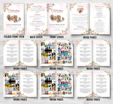 Pink Floral Memorial Program