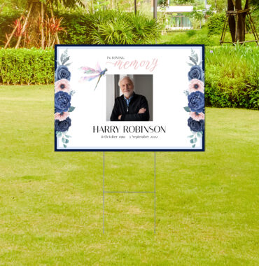 Floral Dragonlfy Memorial Yard Sign