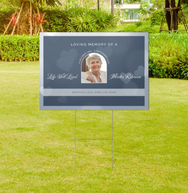 Gray with Hearts Memorial Yard Sign