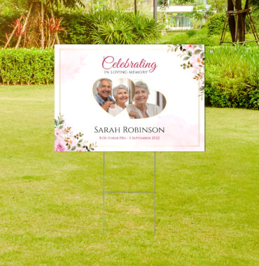 Pink Floral Memorial Yard Sign