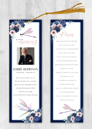 Floral Dragonlfy Memorial Bookmark