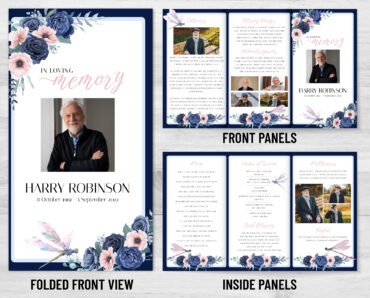 Floral Dragonlfy Memorial Trifold Program