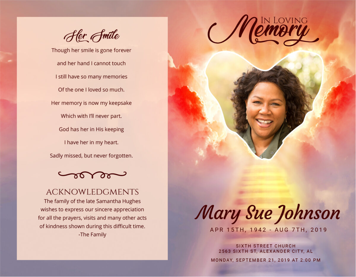 Funeral Memorial Program Pre-Printed Shell