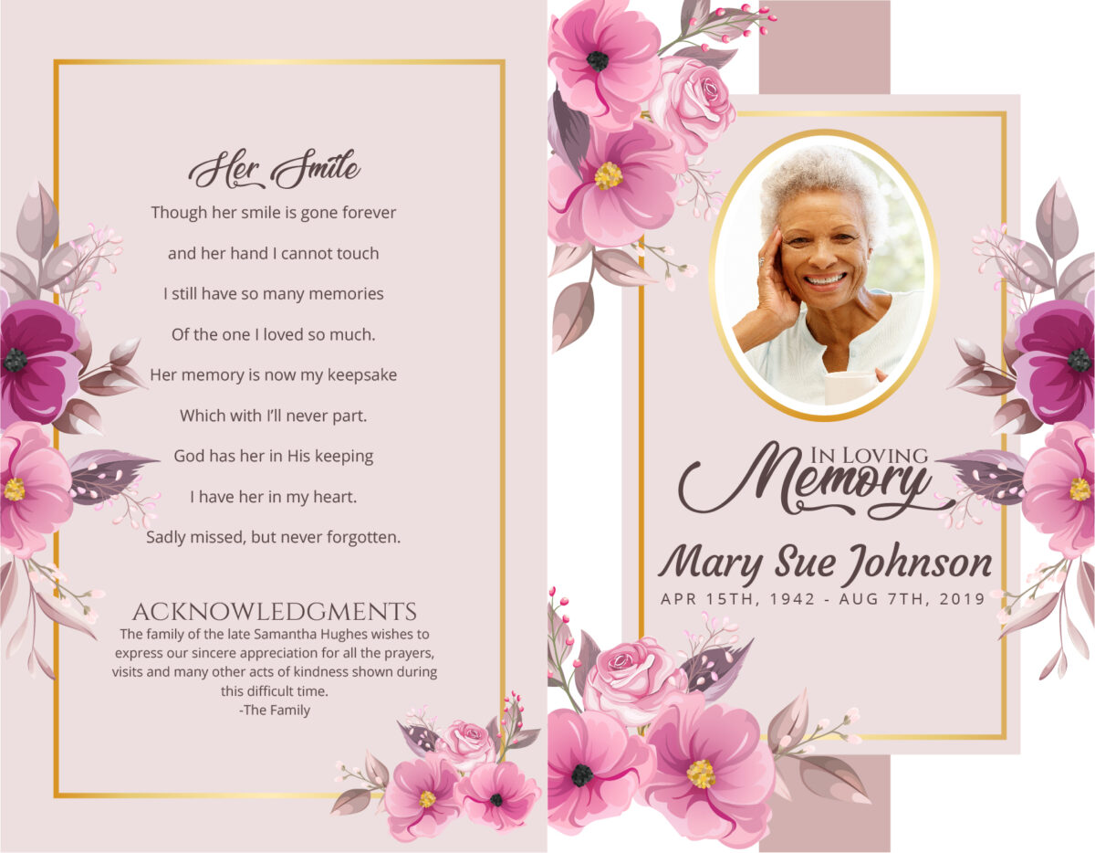 Funeral Memorial Program Pre-Printed Shell