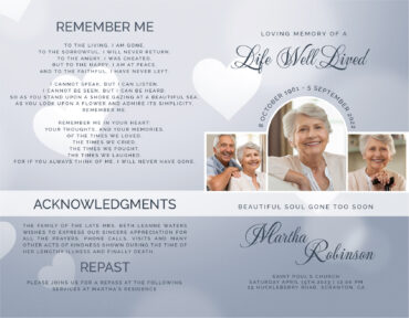 Funeral Memorial Program Pre-Printed Shell