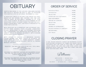 Funeral Memorial Program Pre-Printed Shell