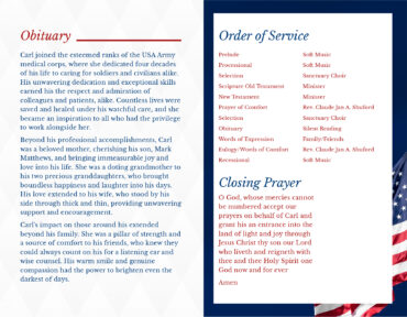 Funeral Memorial Program Pre-Printed Shell