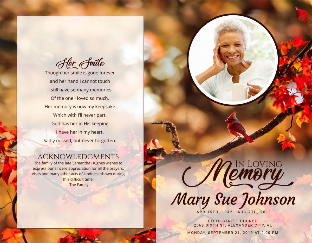 Funeral Memorial Program Pre-Printed Shell