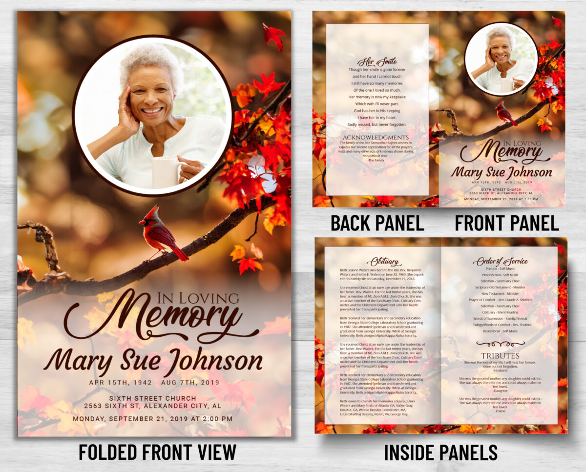 Funeral Memorial Program Pre-Printed Shell