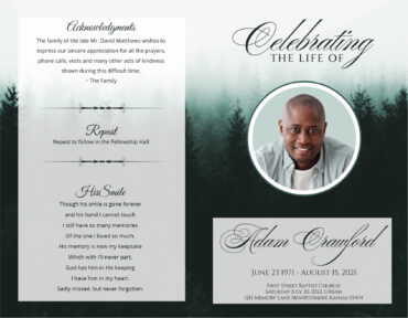 Funeral Memorial Program Pre-Printed Shell