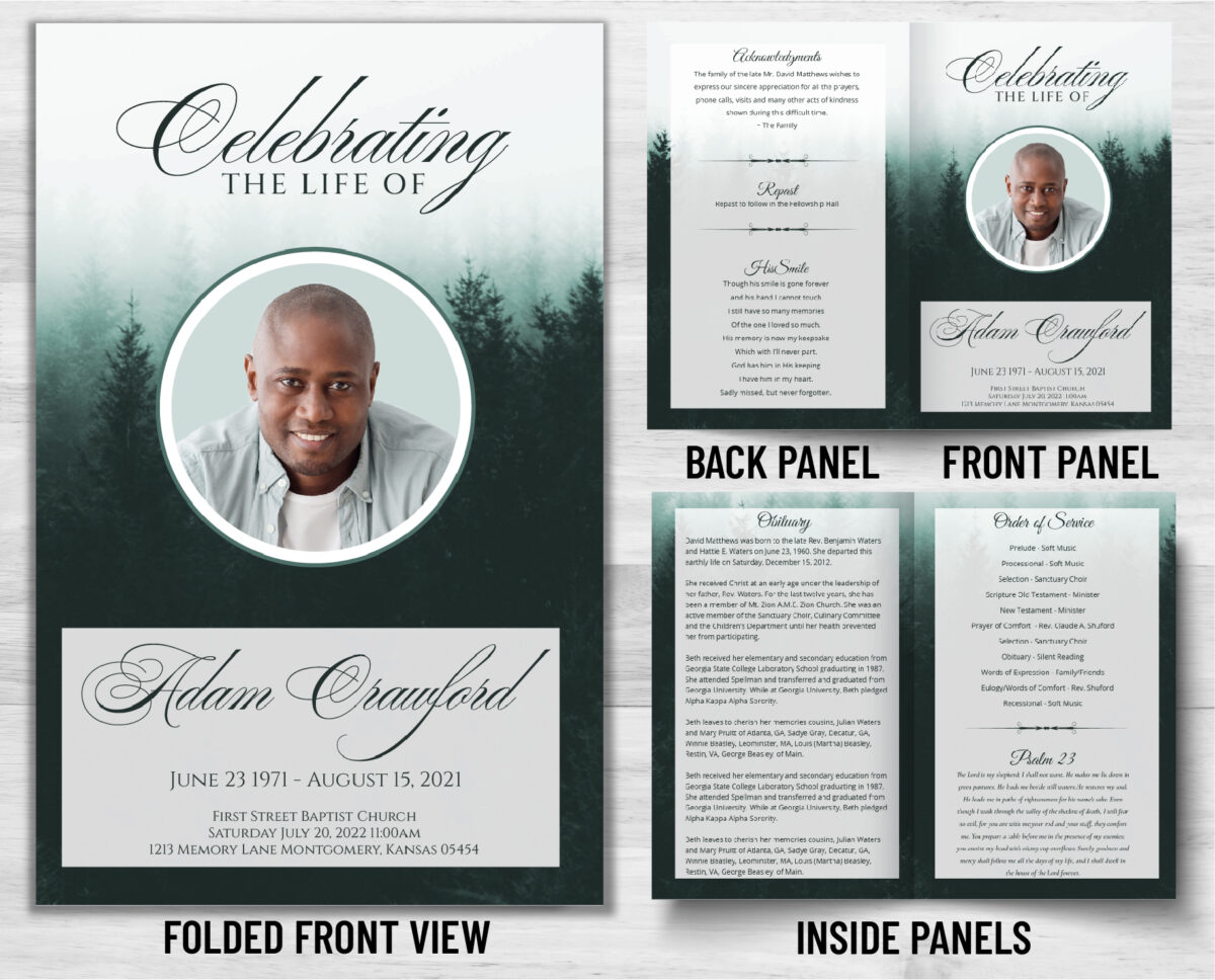 Funeral Memorial Program Pre-Printed Shell