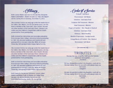 Funeral Memorial Program Pre-Printed Shell