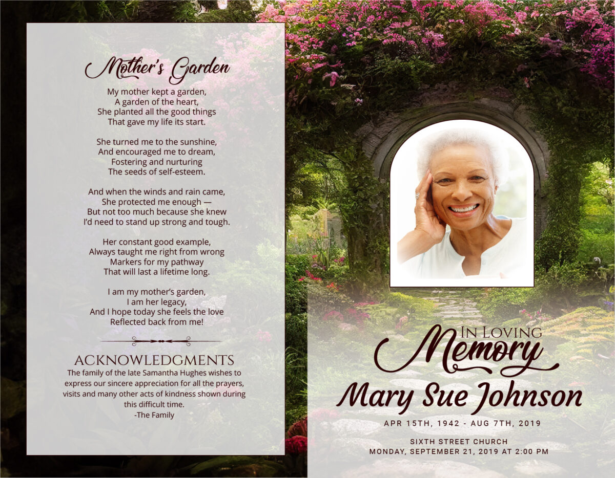 Funeral Memorial Program Pre-Printed Shell