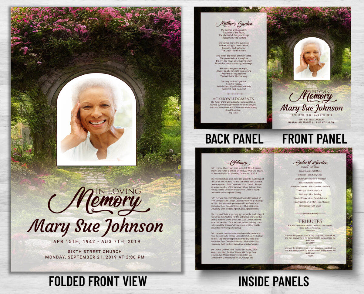 Funeral Memorial Program Pre-Printed Shell