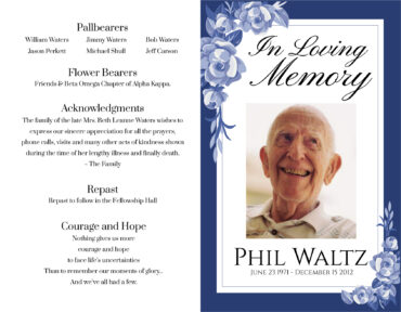 Funeral Memorial Program PrePrinted Shell Folder