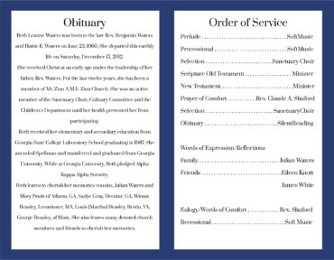 Funeral Memorial Program PrePrinted Shell Folder