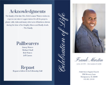 Funeral Memorial Program PrePrinted Shell Folder