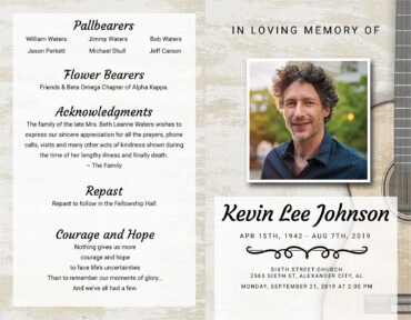 Funeral Memorial Program PrePrinted Shell Folder