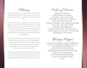 Funeral Memorial Program PrePrinted Shell Folder