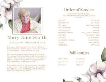 Funeral Memorial Program PrePrinted Shell Folder