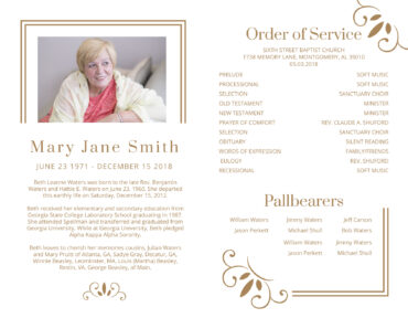 Funeral Memorial Program PrePrinted Shell Folder
