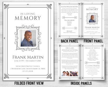 Funeral Memorial Program PrePrinted Shell Folder