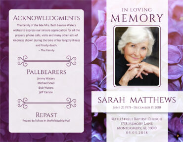 Funeral Memorial Program PrePrinted Shell Folder