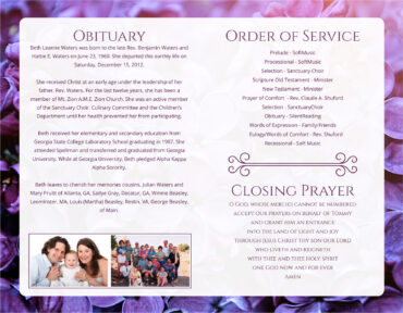 Funeral Memorial Program PrePrinted Shell Folder