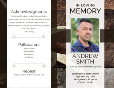 Funeral Memorial Program PrePrinted Shell Folder