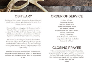 Funeral Memorial Program PrePrinted Shell Folder