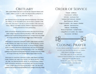Funeral Memorial Program PrePrinted Shell Folder