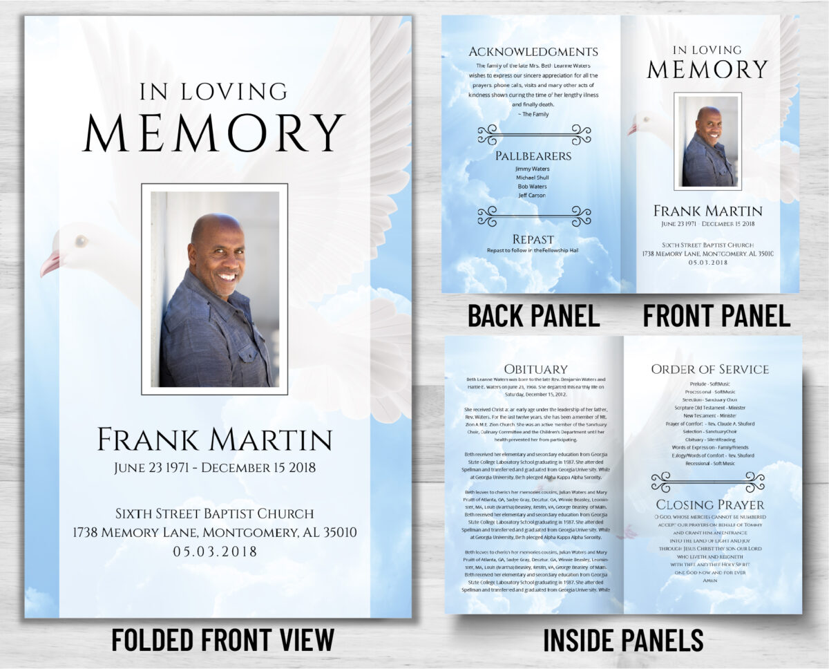 Making A Memorial Shell Funeral Program PrePrinted Shell - 1089 - Memorial Prints - Memorial ...