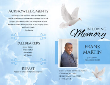 Funeral Memorial Program PrePrinted Shell Folder