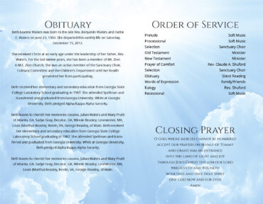 Funeral Memorial Program PrePrinted Shell Folder